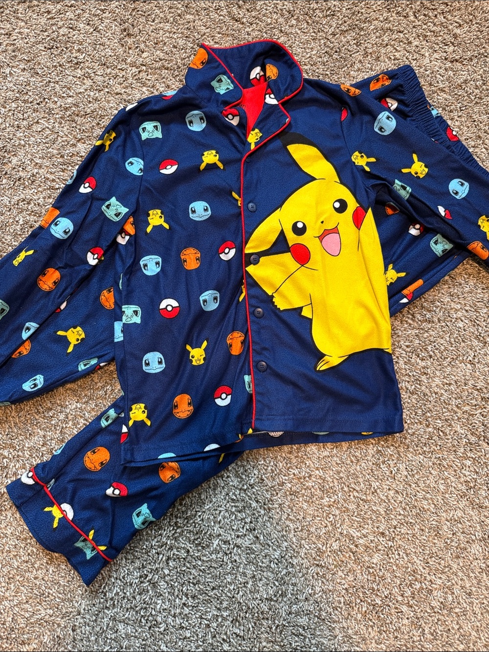 Pokemon Navy, Yellow and Red Pikachu Pajama Set